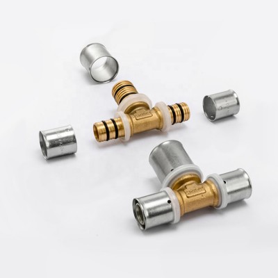 China Manufacturer Multilayer Pipe Press Fitting Of Brass Tee Fitting For Pex Pipe